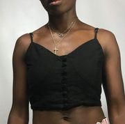 Mixology electric love black crop top button up