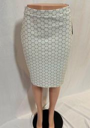 NWT Leota Ivory Black Dot Luxe Jacquard Pencil Skirt Medium