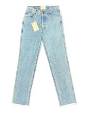 NEW REVICE High Waisted Jeans Denim Light Wash Raw Hem 29 NWT