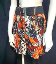 HP! Tracy Evans Multicolored Tribal Print Skirt & Belt