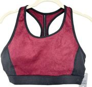 Splendid Womens Faux Suede Sweat Wicking Racerback Sports Bra Size S NWT Maroon