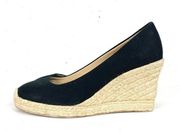 J.Crew Womens Seville Canvas Jute Espadrille Wedge Heels Black Round Toe 9.5