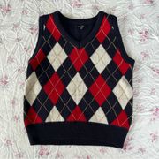 LOVE TREE diamond rhombus plaid sweater vest