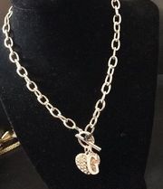 New Guess Pave Heart & G Toggle Necklace