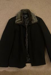 Faux-Fur Trim Sherpa Navy Jacket