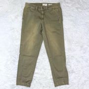 ANTHROPOLOGIE // CHINO Mid-Rise Olive Green Relaxed Fit Cropped Jeans 27