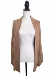 Metro 7 Open Front Draped Cardigan Long Sleeve Natural Tan Women’s US Medium