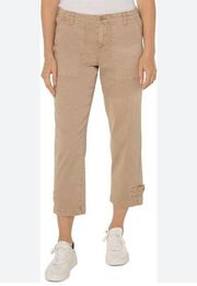 NWT Liverpool X Nordstrom Utility Crop Cargo Pant with Cinched Leg Biscuit Tan