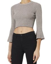 Shiloh Striped Crop Wool Blend Blouse