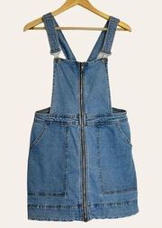 Wild Fable Zipper Front Distressed Overall Bib Dress Large Pockets Blue Overalls