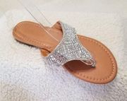 Olivia Miller Womens 'NY Minute' Sandals Open Toe Casual Slide, Silver Size 6.0