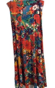 LuLaRoe floral maxi skirt Large L high waist bright stretchy