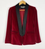 Edison Velvet Tuxedo Blazer Red Black Size 2