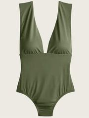 J.Crew Plunge V-Neck One-Piece Swimsuit Safari Green Size 4 NWT