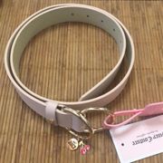 NWT Blush Pink Signature Logo Cherry Charm Leather Belt M/L