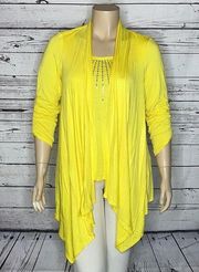 Kate & Mallory Designs NWOT Size XL Yellow 2 Pc. Embellished Tank Top & Cardigan