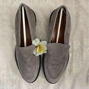 Aquatalia Metallic Tan/Grey Suede Platform Loafers Sz 6. Excellent Condition!