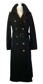 M60 Miss Sixty Military wool black long with gold details coat size small