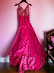 NWOT  maxi hot pink rhinestone dress