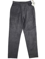 NWT Peruvian Connection Dark Gray 100% Suede Leather Straight Highrise Pants-12
