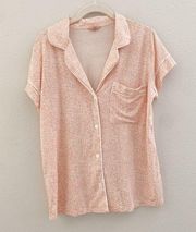 Eberjey Patterned Peach Button Down Pajama Shirt size Small