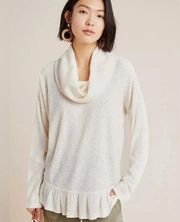 Maeve Anthropologie Addie Ruffled Hacci Cowl Neck Pullover Sweater Sz S