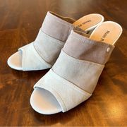 Hush Puppies Women’s Mora Malia Leather Suede Taupe Slip On Heels Shoes Size 7.5