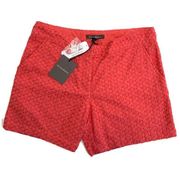 Eugenia Eyelet Shorts 6 Coral Embroidered NWT