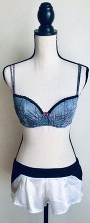 Bra/Panty Set: Plaid Bra (34B)& B&W Boy Shorts(XS)