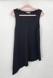 Bryn Walker Lagenlook Black Asymmetrical Women Small Sleeveless Mini Tunic Dress