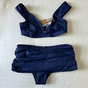 NWT SKIMS Sculpting swim bikini set Midnight Blue small