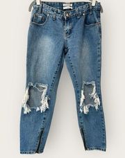 Freebirds Pacifica Low-rise Busted Knees Jeans