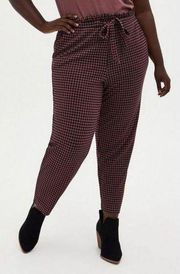 Torrid Slim Taper Studio Luxe Ponte High-Rise Tie-Front Pant 2 Herringbone Plaid