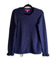 Lilly Pulitzer Callaway Navy Blue Sweater Chenille Knit Cozy Casual - Large