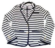 Crown & Ivy Womens Navy and White Striped Nautical Blazer Jacket Size S