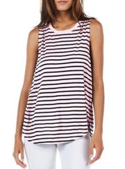 Pink And Black Striped Muscle Tank Top 