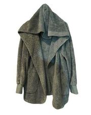 Hem & Thread Teal Sherpa Fleece Long Sleeve Cozy Open Jacket