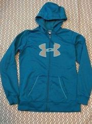 Under Armour women's M teal/gray fleece-lined hooded full zip jacket