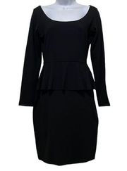 Susana Monaco Black Long Sleeve Peplum Mini Dress Size Small