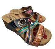 L'Artiste by Spring Step Swan multicolored Floral Multicolored Leather Wedge siz
