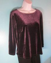 Laura Ashley Vintage Purple Velvety Tee Size L