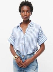 J Crew Blue and White Striped Button Up Top