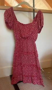 Sim + Sam Red Floral Smocked Dress