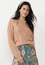 Womens XS  Cable Knit Texture Sweater Brick Heather