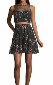 Two Piece Embroidered Floral Formal Dress