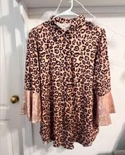 Southern Stitch Cheetah Print Top with Rose Gold Sequins