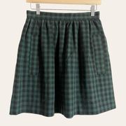 M Missoni Green Checkered Plaid Fleece Wool Blend A-Line Mini Skirt 4