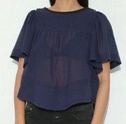 Isabel Marant embellished Pilar Blouse (Rare) Navy Womens Size 38