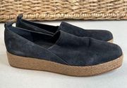 Vince Saxon Shoes Womens Size US 8 EU 38 Black Suede Espadrille Platform Slip On