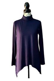 T tahari womens Navy blue turtleneck tunic long sleeve pullover lightweight S